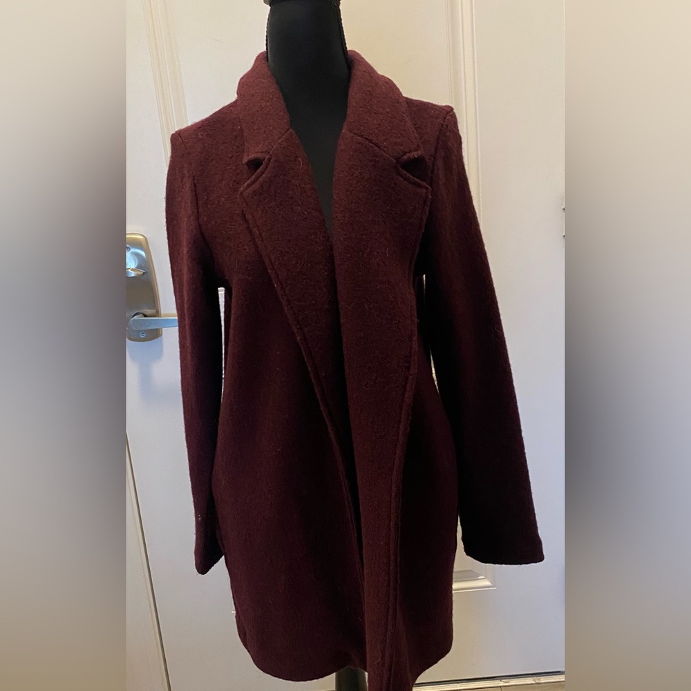 Rachel Zoe Deep Burgundy Women's Blazer lightweight Jacket Coat Wool
